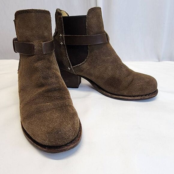 Rag & Bone Durham Burnished Suede Stretch Chelsea Ankle Booties Boots Size 5 - Picture 1 of 9